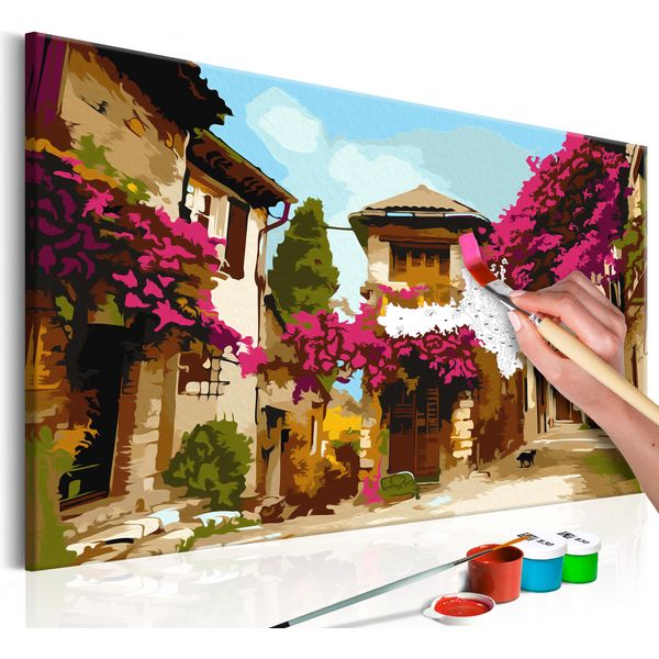 Tessuto Non Tessuto Painting By Numbers - Mediterranean Town 60X40 Cm Landscapes N-A-0187-E-A-image