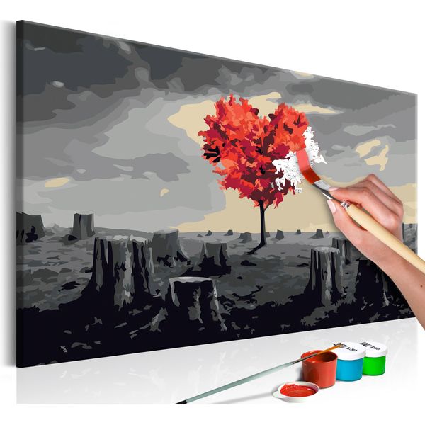 Tessuto Non Tessuto Painting By Numbers - Albero A Forma Di Cuore 60X40 Cm Fiori N-A-0245-E-A-image
