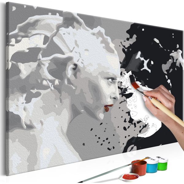 Pittura In Tessuto Non Tessuto Con Numeri - Bianco E Nero 60X40 Cm Persone N-A-0257-E-A-image