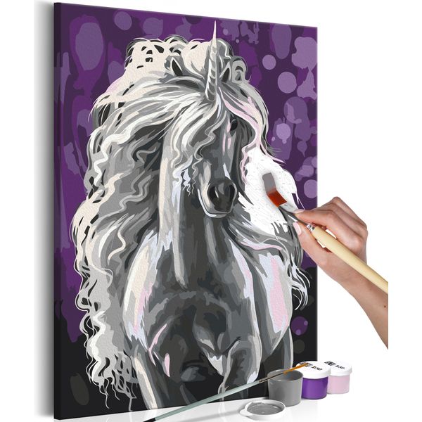 Tessuto Non Tessuto Pittura Per Numeri - Unicorno Bianco 40X60 Cm Animali N-A-0321-E-A-image