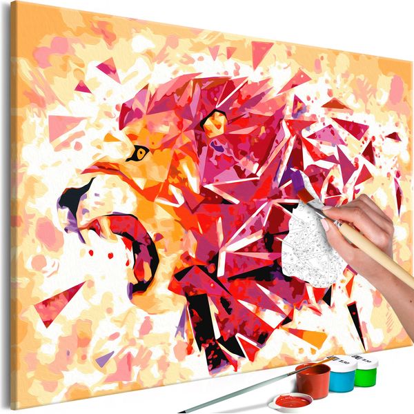 Tessuto Non Tessuto Pittura Con Numeri - Leone Astratto 60X40 Cm Animali N-A-0580-E-A-image