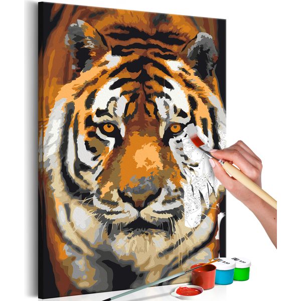 Pittura In Tessuto Non Tessuto Con Numeri - Tigre Asiatica 40X60 Cm Animali N-A-1054-E-A-image