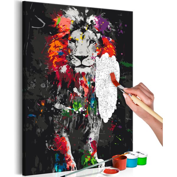 Tessuto Non Tessuto Pittura Per Numeri - Animali Colorati: Leone 40X60 Cm Animali N-A-1075-E-A-image