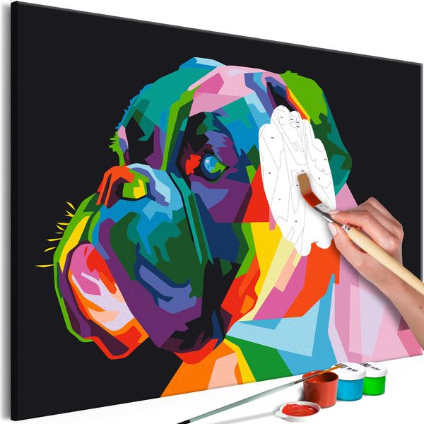 Tessuto Non Tessuto Pittura Per Numeri - Boxer Colorato 60X40 Cm Animali N-A-1108-E-A-image