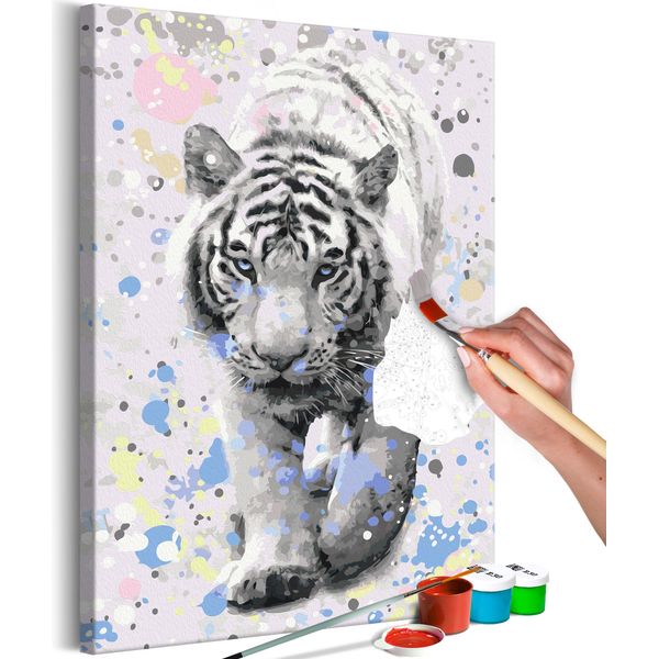 Tessuto Non Tessuto Pittura Per Numeri - Tigre Bianca 40X60 Cm Animali N-A-1118-E-A-image