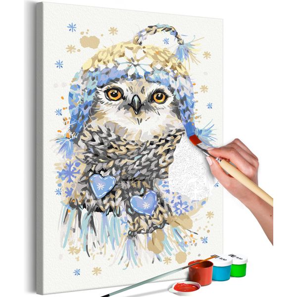 Tessuto Non Tessuto Pittura Per Numeri - Gufo Freddo 40X60 Cm Animali N-A-1199-E-A-image