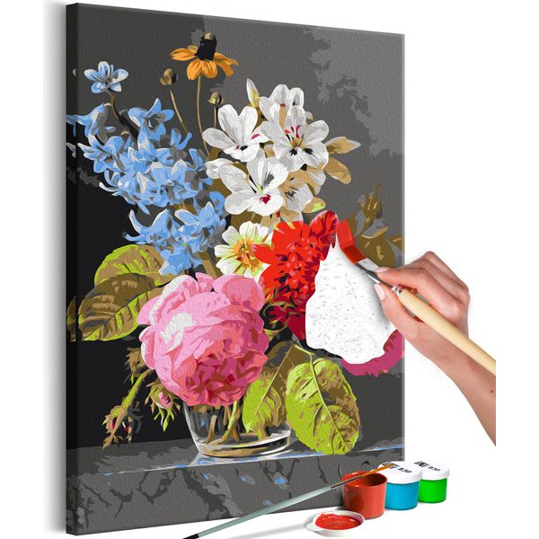 Tessuto Non Tessuto Painting By Numbers - Bouquet In Un Bicchiere 40X60 Cm Fiori N-A-1336-E-A-image