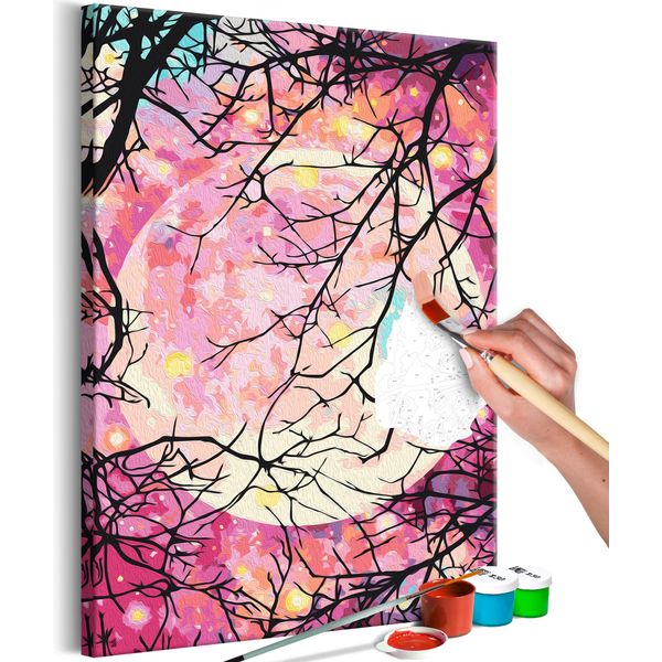 Pittura In Tessuto Non Tessuto Con Numeri - Notte Stellata 40X60 Cm Paesaggi N-A-1343-E-A-image