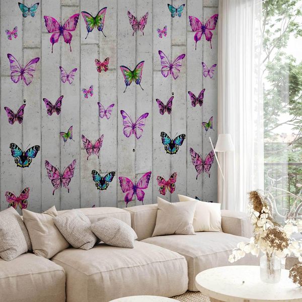 Vlies Tapete - Farfalle E Cemento 50X1000 Cm Muster F-C-0006-J-A-image