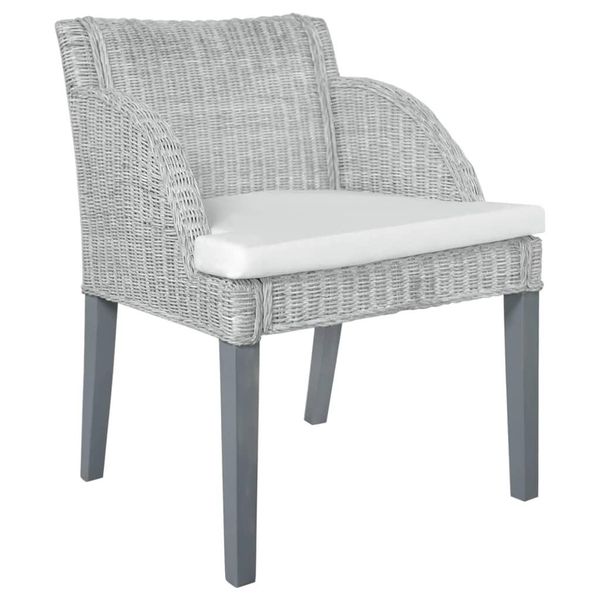 Vidaxl Sedie Da Pranzo Con Cuscino 2 Pz. Rattan Naturale Grigio-image
