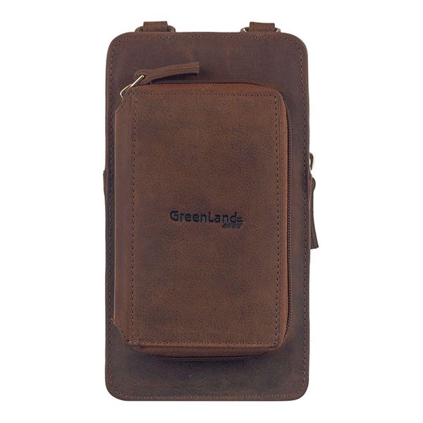 Greenland Nature Pelle Borsa Per Cellulare Portafoglio Montenegro Phone Bag / Wallet Brown Marrone-image