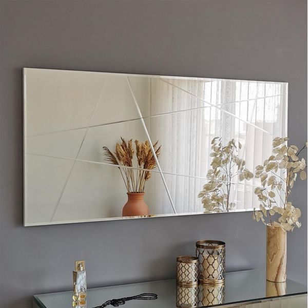 Skye Decor, A331Y, Specchio Da Parete, Argento, Mdf, 130 X 62 X 2,2 Cm-image