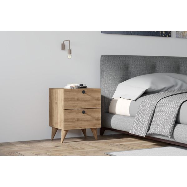 Skye Decor, Kada - Walnut V2, Comodino, Noce, 100 % Melamin Coated Slipboard, 40 X 42 X 55 Cm-image