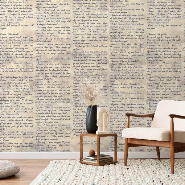 Vlies Tapete - Versi D'amore (Romeo E Giulietta) 50X1000 Cm Testo M-A-0602-J-B-image