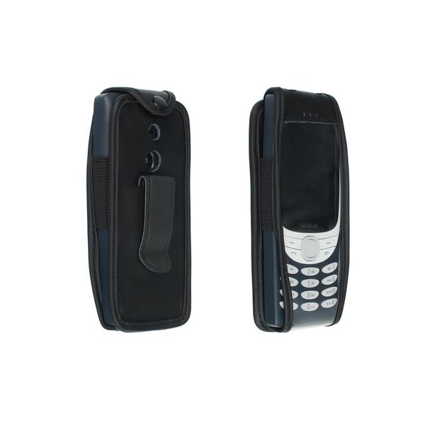 Caseroxx Custodia In Pelle Con Clip Da Cintura Compatibile Con Nokia 8210 4G In Vera Pelle, Custodia Con Clip Da Cintura E Finestra Di Visualizzazione In Nero-image