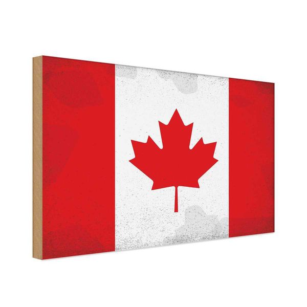 Vianmo Insegna In Legno 12X18 Cm Bandiera Kanada Flag Of Canada Vintage-image