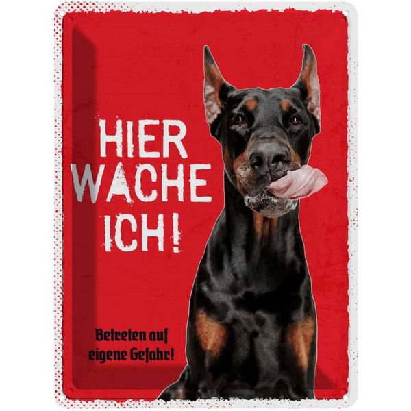 Vianmo Insegna Di Latta 40X30 Cm Doberman Hier Wache Eigene Gefahr-image