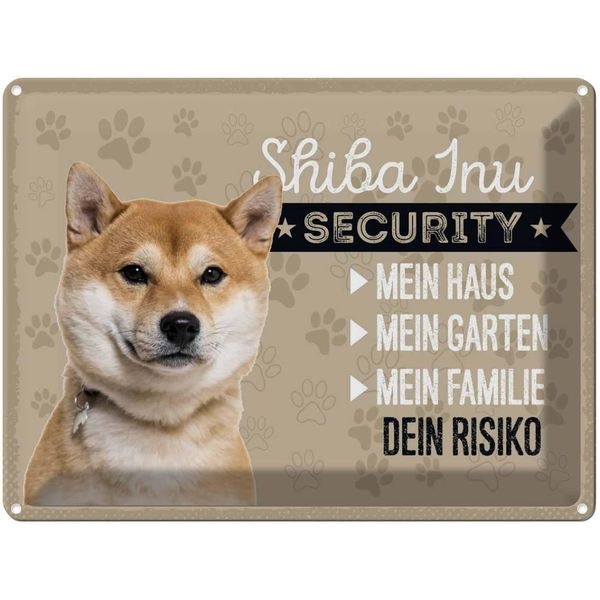 Vianmo Insegna Di Latta 30X40 Cm Shiba Inu Security Dein Risiko-image