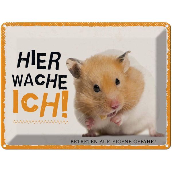 Vianmo Insegna Di Latta 30X40 Cm Hamster Hier Wache Ich Eigene Gefahr-image