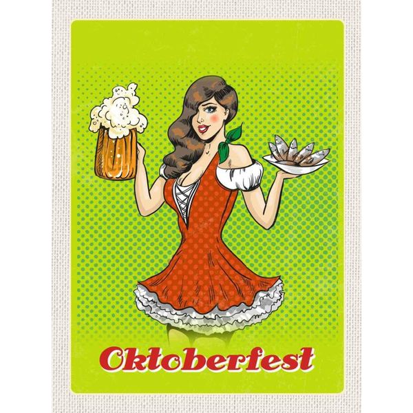 Vianmo Insegna In Legno 40X30 Cm MüNchen Frau Dirndl Bier-image