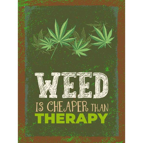 Vianmo Insegna In Legno 40X30 Cm Weed Ist Cheaper Than Therapy-image