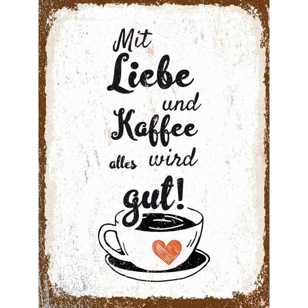 Vianmo Insegna In Legno 40X30 Cm Mit Liebe Und Kaffee Alles Gut-image