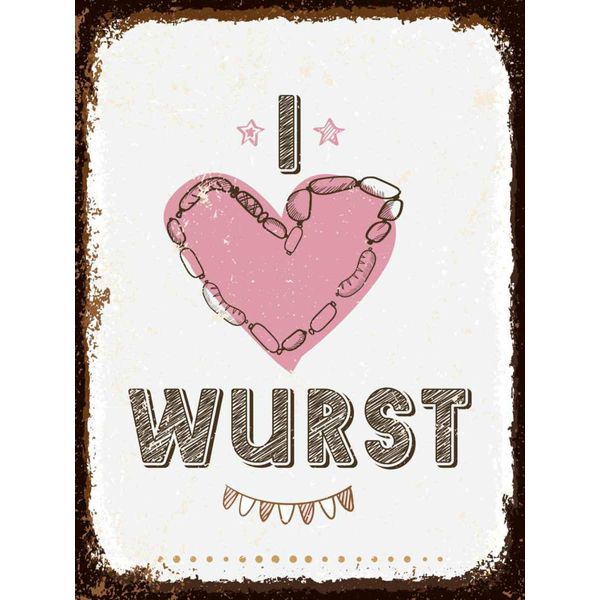 Vianmo Insegna In Legno 40X30 Cm Essen I Love Wurst Herz-image