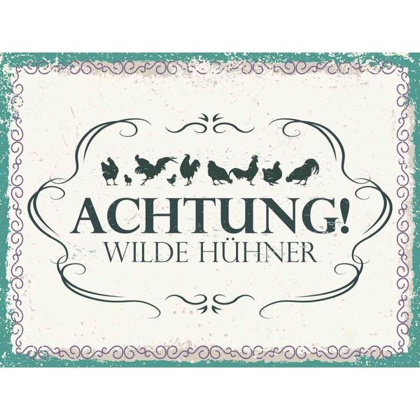 Vianmo Insegna In Legno 30X40 Cm Achtung Wilde HüHner-image