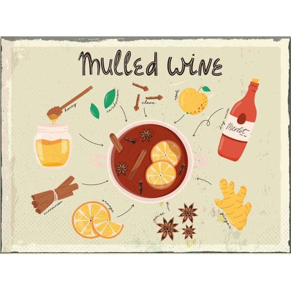 Vianmo Insegna In Legno 30X40 Cm Mulled Wine Anise Honey Apple-image