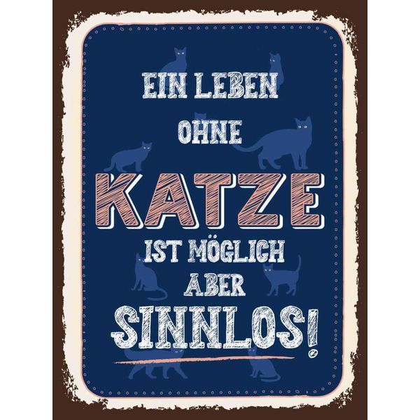 Vianmo Insegna In Legno 40X30 Cm Katze Leben Ohne MöGlich Aber-image