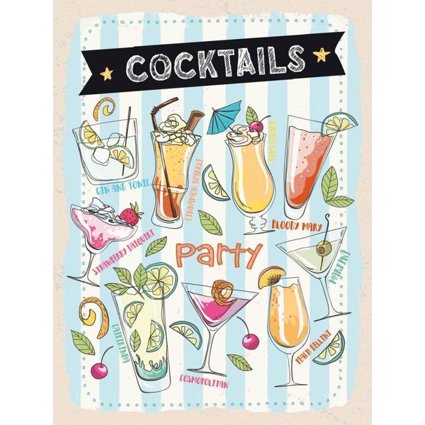 Vianmo Insegna In Legno 40X30 Cm Cocktails Capirinha Blood Mary-image