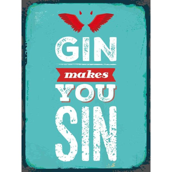 Vianmo Insegna In Legno 40X30 Cm Gin Makes You Sin Devil Hell-image