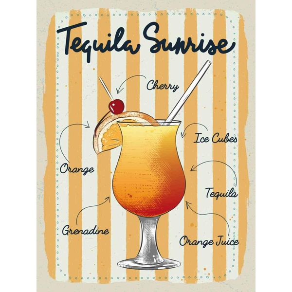 Vianmo Insegna In Legno 40X30 Cm Tequila Sunrise Cherry Orange-image