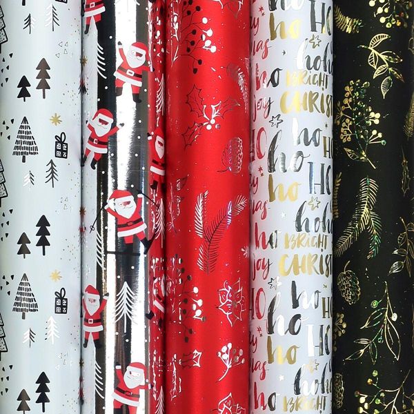 Chamonix Carta Da Regalo Metallizzata Per Natale - 150 X 70 Cm - 3 Rotoli-image