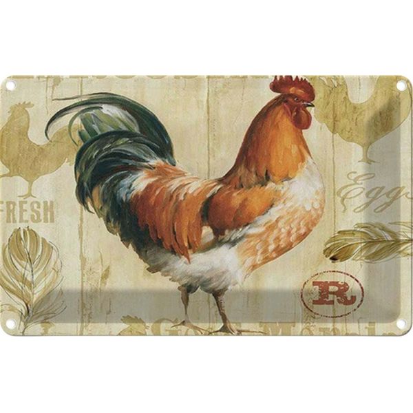 Vianmo Insegna Di Latta 20X30 Cm Huhn HüHner Eggs Frische Eier-image