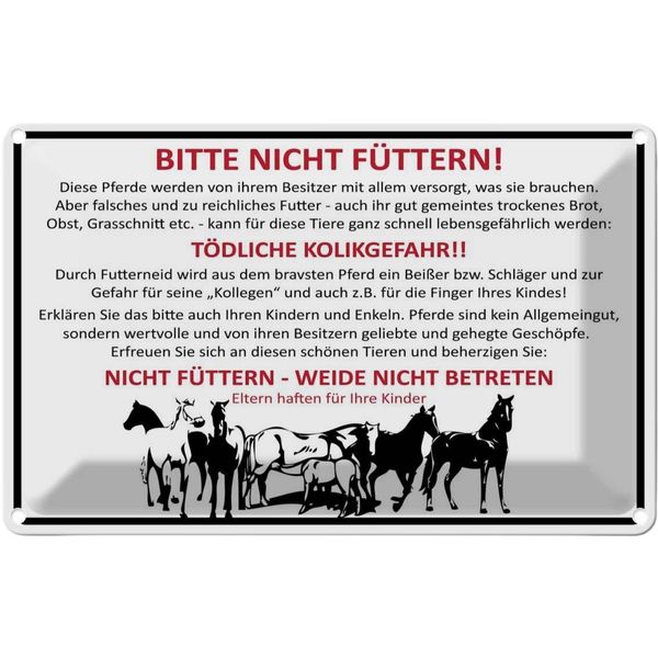 Vianmo Insegna Di Latta 20X30 Cm Bitte Nicht FüTtern Pferde Verbot-image