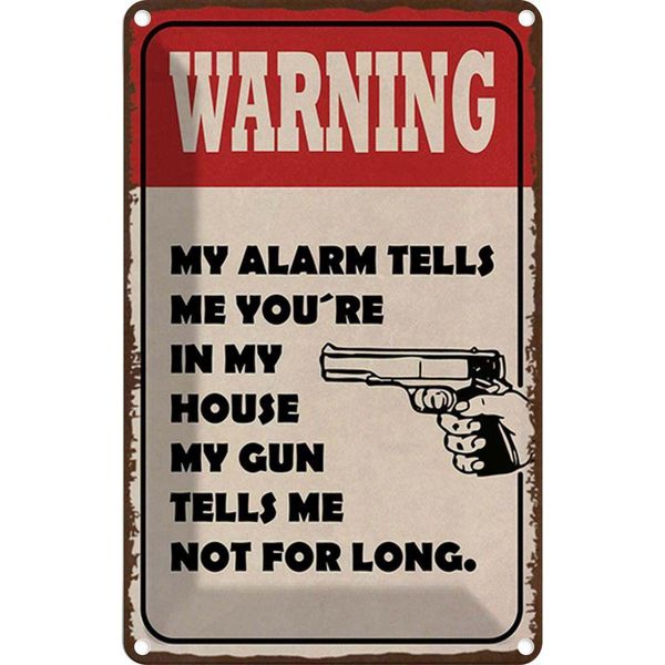 Vianmo Insegna Di Latta 30X20 Cm Warning My Alarm Tells Me You´Re-image
