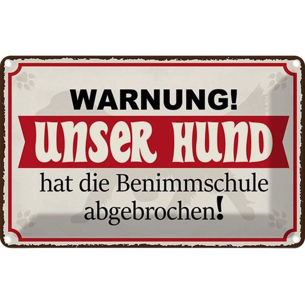 Vianmo Insegna Di Latta 12X18 Cm Warnung Unser Hund Hat Benimmschule-image