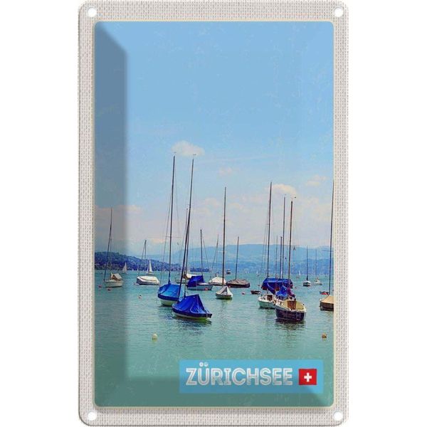 Vianmo Insegna Di Latta 30X20 Cm ZüRich Boote Auf Dem ZüRichsee Sommer-image
