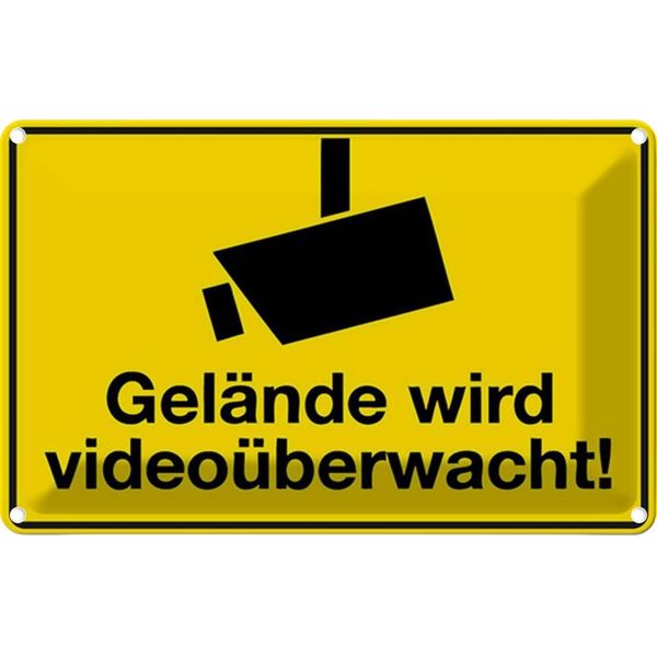 Vianmo Insegna Di Latta 12X18 Cm GeläNde Wird VideoüBerwacht-image