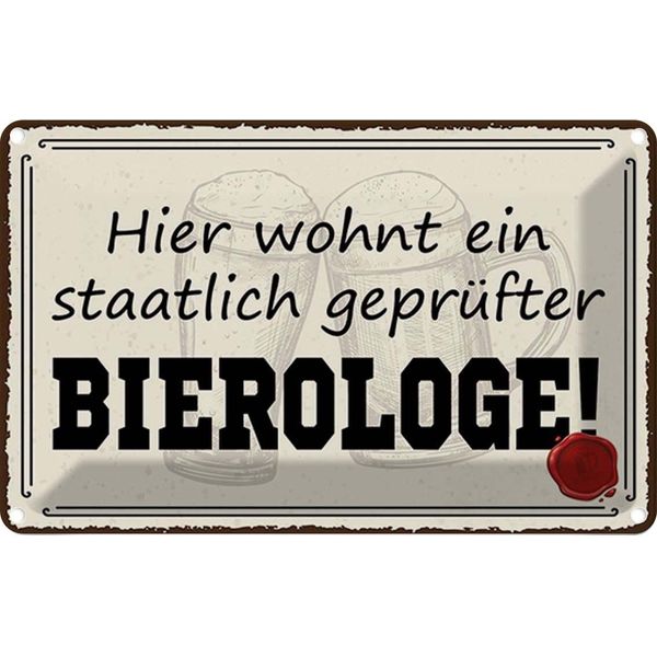 Vianmo Insegna Di Latta 20X30 Cm Bier Hier Wohnt Bierologe-image