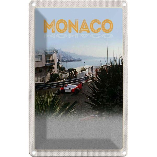 Vianmo Insegna Di Latta 30X20 Cm Monaco Frankreich Autorennen Strand-image