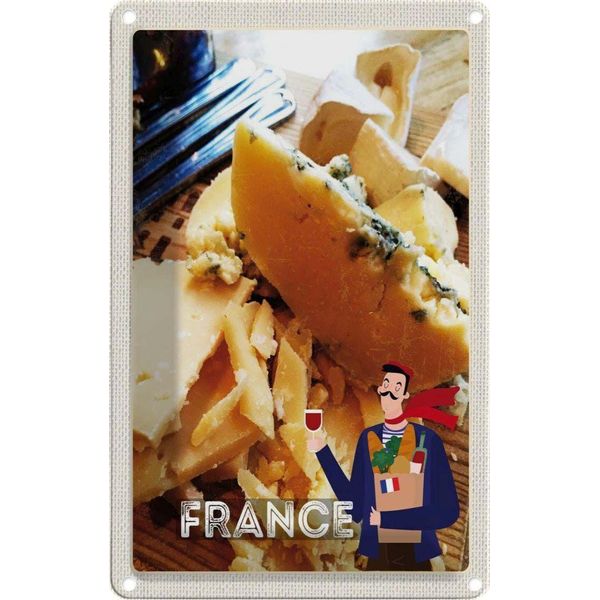 Vianmo Insegna Di Latta 18X12 Cm Frankreich KäSesorten Wein Baguette-image