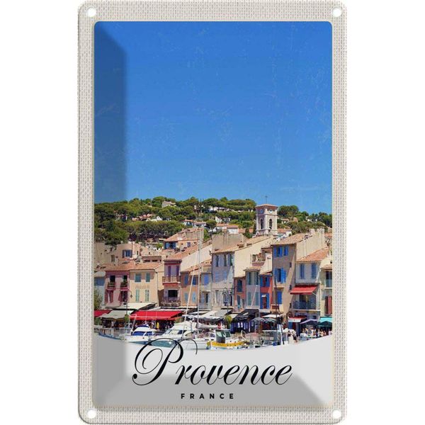 Vianmo Insegna Di Latta 18X12 Cm Provence Frankreich Boote Stadt-image