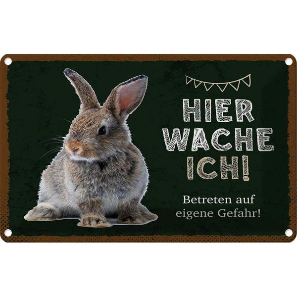 Vianmo Insegna Di Latta 12X18 Cm Kaninchen Hier Wache Eigene Gefahr-image
