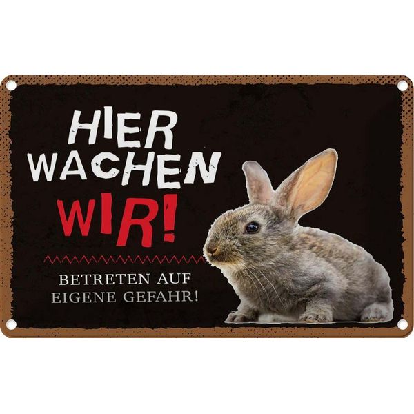 Vianmo Insegna Di Latta 12X18 Cm Tiere Hase Hier Wachen Wir-image