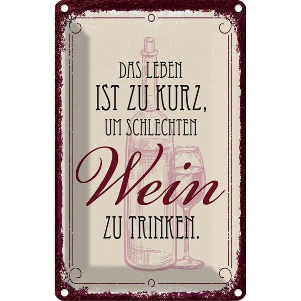 Vianmo Insegna Di Latta 18X12 Cm Leben Ist Kurz FüR Schlechten Wein-image
