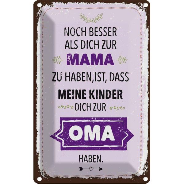 Vianmo Insegna Di Latta 18X12 Cm Mama Oma Noch Besser Dich Haben-image