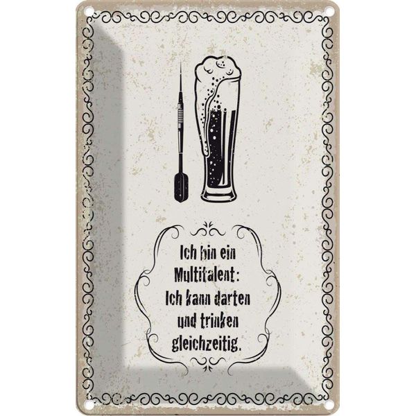 Vianmo Insegna Di Latta 18X12 Cm Multitalent Kann Trinken Darten-image
