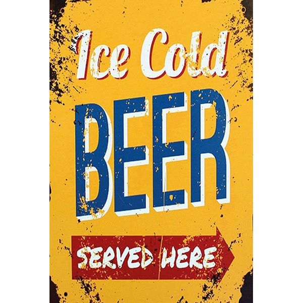 Vianmo Insegna In Legno 18X12 Cm Retro Ice Cold Beer Served Here Bier-image